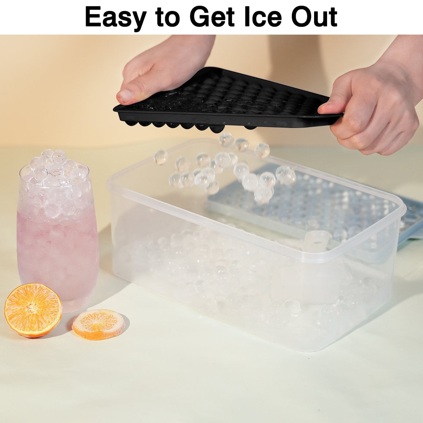 Mini Ice Cube Trays, 4 Pack Small Ice Cube Tray with Lid and Bin, 104x4 PCS Ice Ball Maker Mold, Crushed Ice Trays Easy Release for Chilling Drinks, Coffee, Cocktail, Juice (Black)
