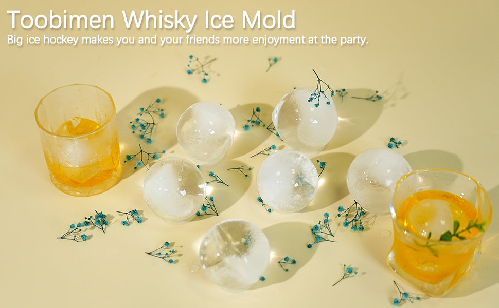 Ice Cube Tray(2 Pack), 2.5 INCH Sphere Ice Mold with Bin&Tong,Large Round Ice Cube Tray Making 16Pcs Ice Balls, Leak-free, Easy Fill & Release Ice Ball Maker for Whiskey Cocktails Bourbon(Blue)