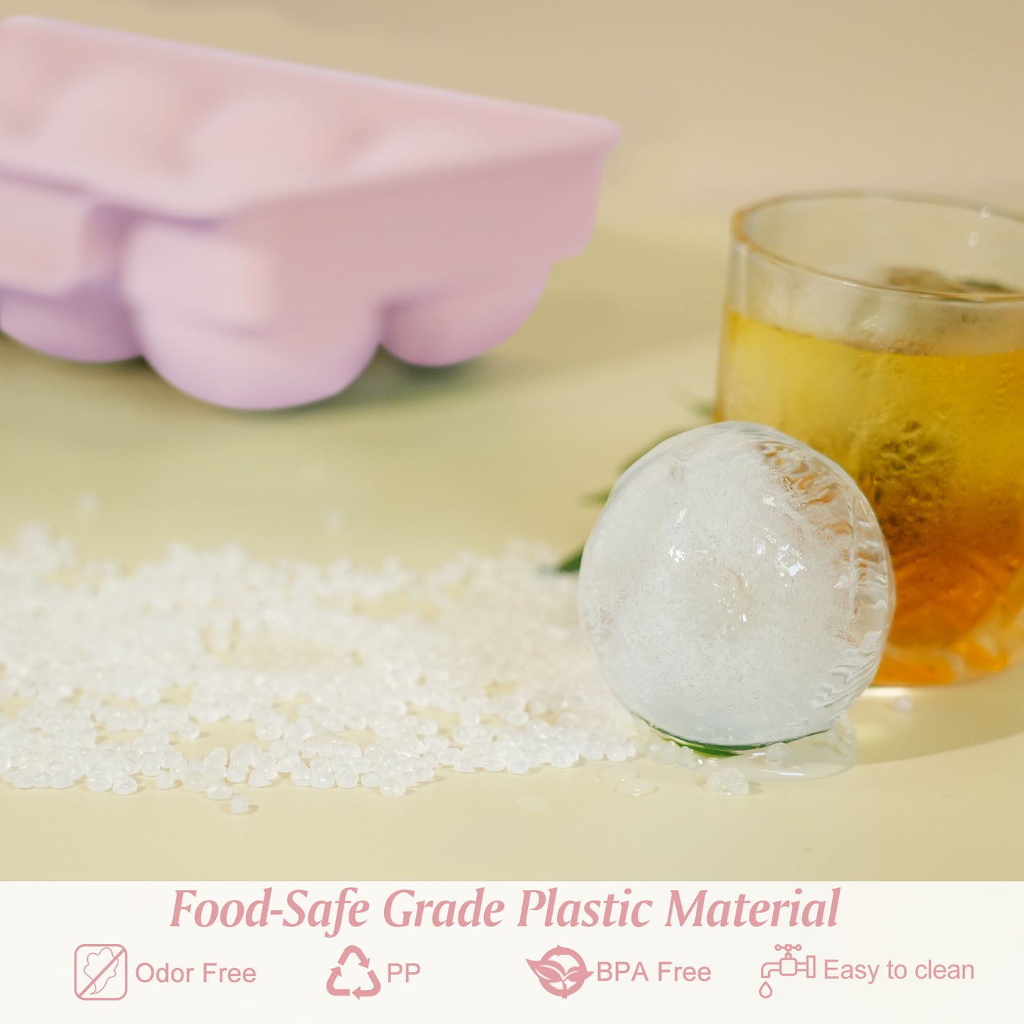 Ice Cube Tray(2 Pack), 2.5 INCH Sphere Ice Mold with Bin&Tong,Large Round Ice Cube Tray Making 16Pcs Ice Balls, Leak-free, Easy Fill & Release Ice Ball Maker for Whiskey Cocktails Bourbon(Pink)