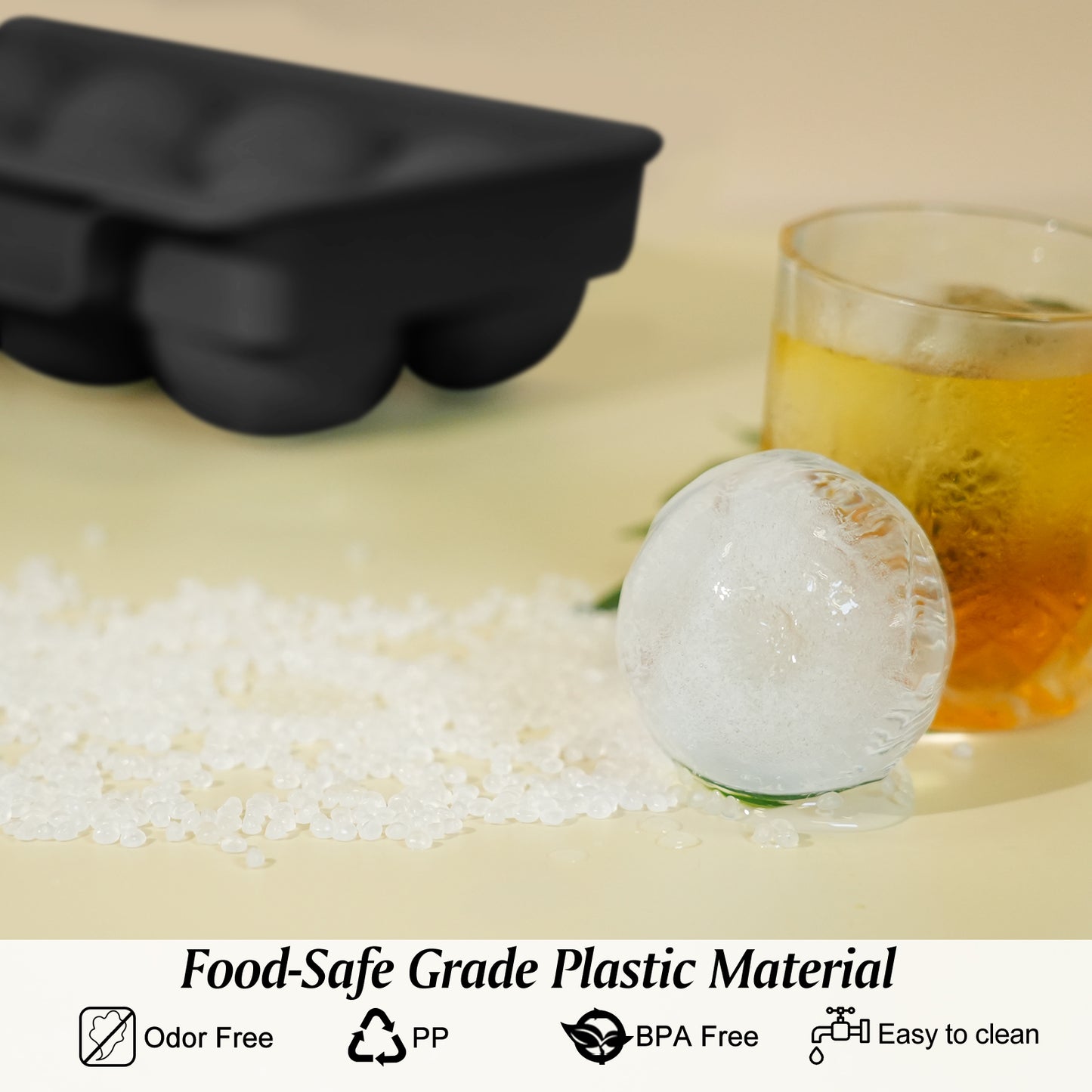 Ice Cube Tray(2 Pack), 2.5 INCH Sphere Ice Mold with Bin&Tong,Large Round Ice Cube Tray Making 16Pcs Ice Balls, Leak-free, Easy Fill & Release Ice Ball Maker for Whiskey Cocktails Bourbon(Black)