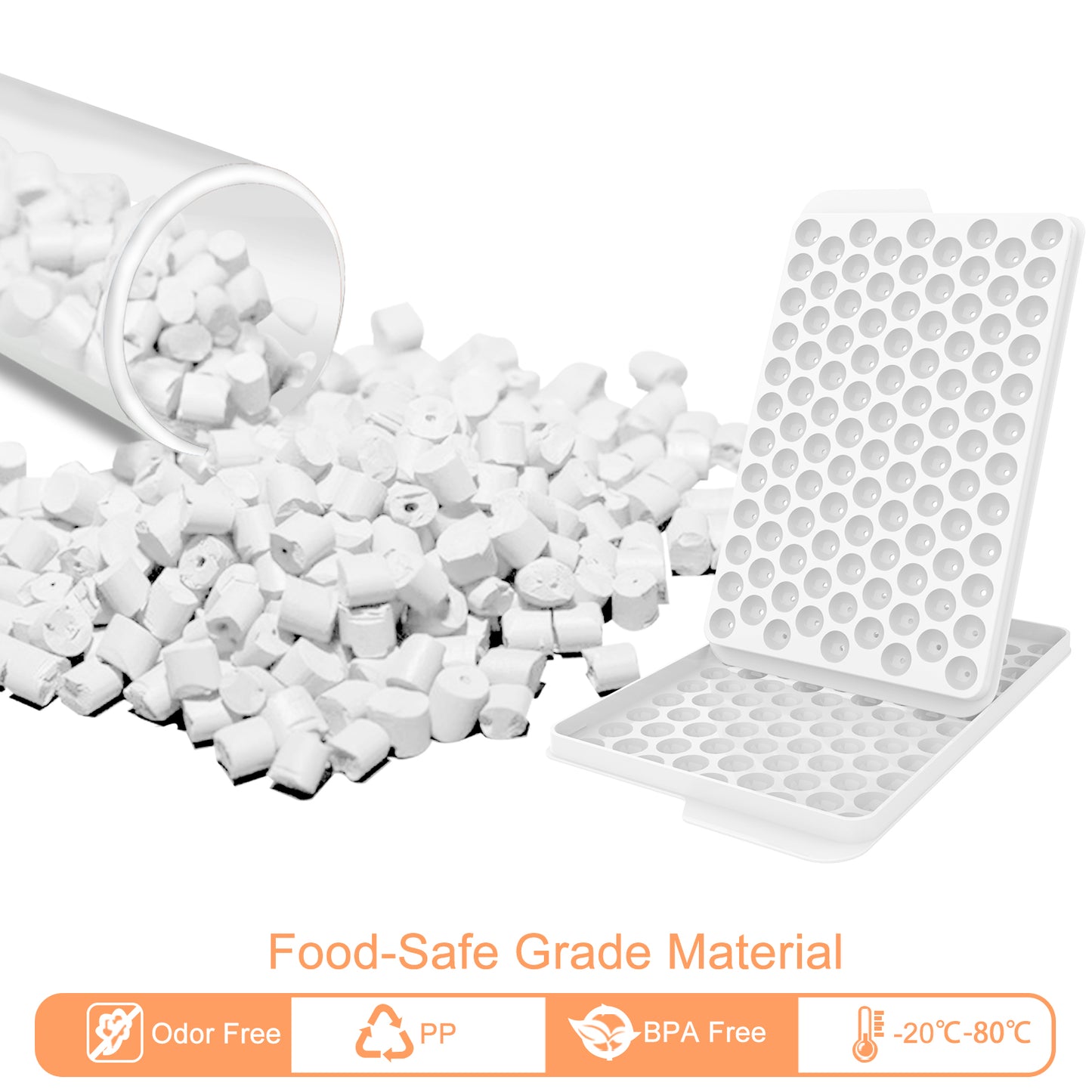 Mini Ice Cube Trays, 4 Pack Small Ice Cube Tray with Lid and Bin, 104x4 PCS Ice Ball Maker Mold, Crushed Ice Trays Easy Release for Chilling Drinks, Coffee, Cocktail, Juice (White)
