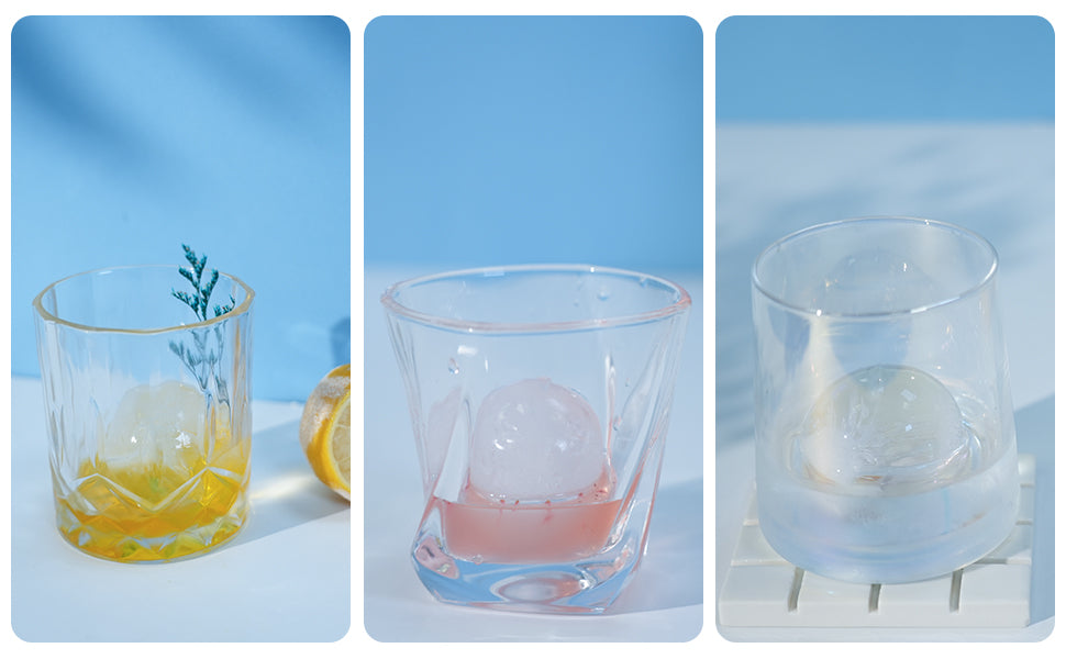 Ice Cube Tray with Lid&Bin, 1.9'' Whiskey Ice Mold, 2Pack Ice Ball Maker Mold, Large Ice Cube Trays with Tong, Easy Fill & Release Making Ice Balls for Whiskey Cocktails Bourbon (Blue)