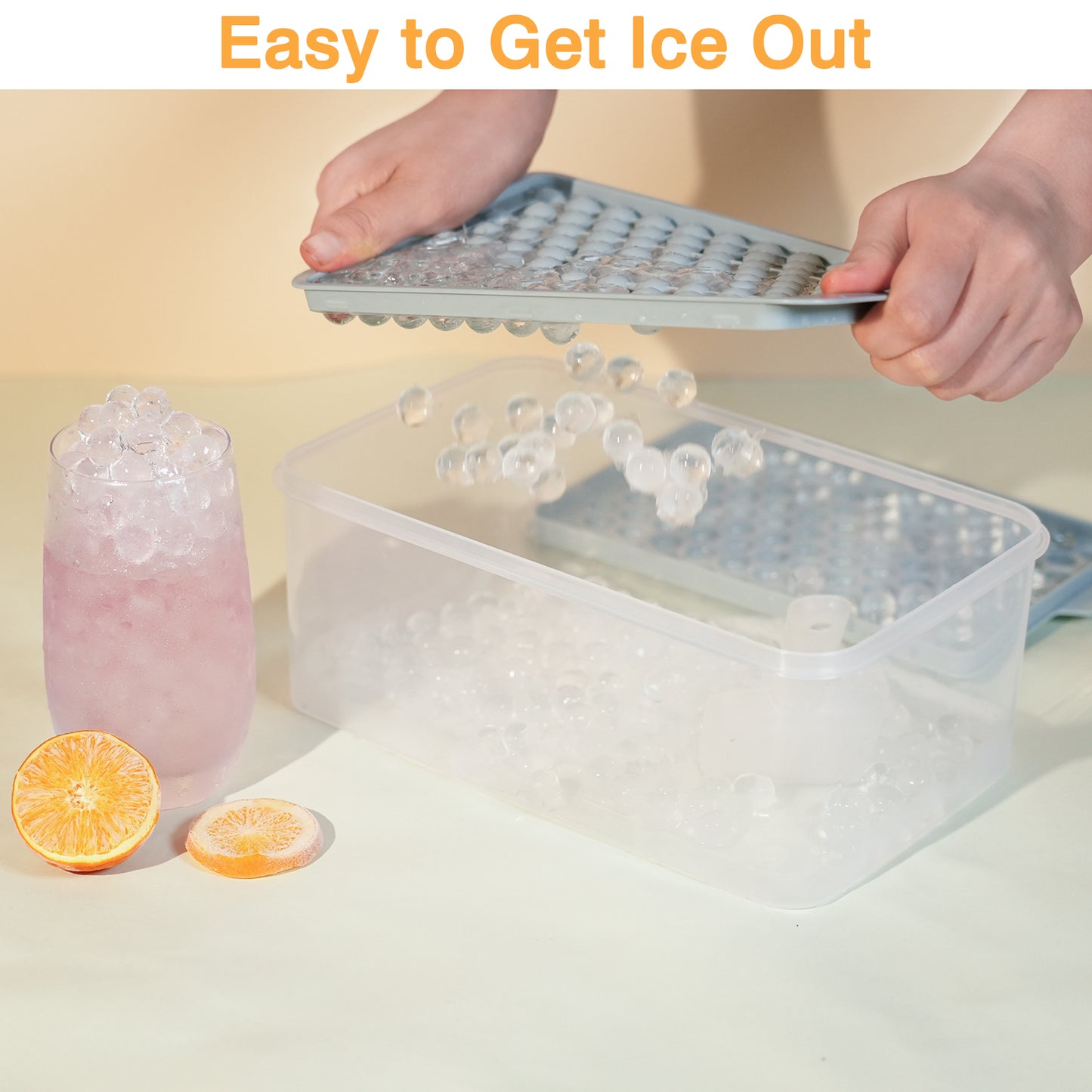 Mini Ice Cube Trays, 4 Pack Small Ice Cube Tray with Lid and Bin, 104x4 PCS Ice Ball Maker Mold, Crushed Ice Trays Easy Release for Chilling Drinks, Coffee, Cocktail, Juice (Blue)