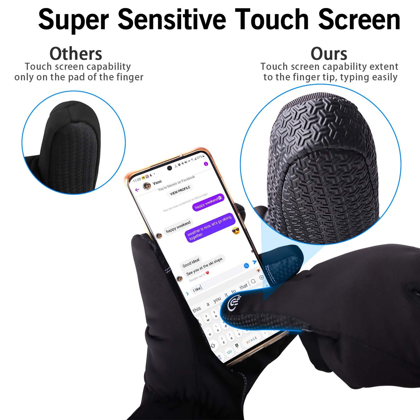 WIBIMEN -30℉ Ski Gloves, Thinsulate Winter Waterproof Gloves for Men Women, Snow Gloves with Upgraded Fingertip Touch Screen, 5-Layer Thermal Warm Gloves for Skiing Snowbarding Riding-S